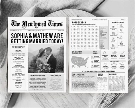 newspaper wedding program|Newspaper Wedding Program Template • Offbeat Wed (was .